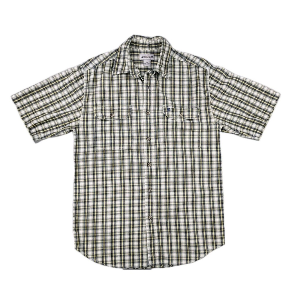 Carhartt Shirt Mens XL Button Down Short Sleeve Plaid Check Casual Workwear